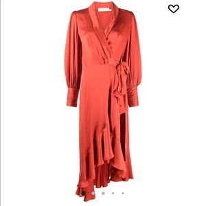ZIMMERMANN balloon-sleeve silk wrap dress. Zimmerman size 1 = to US size 6